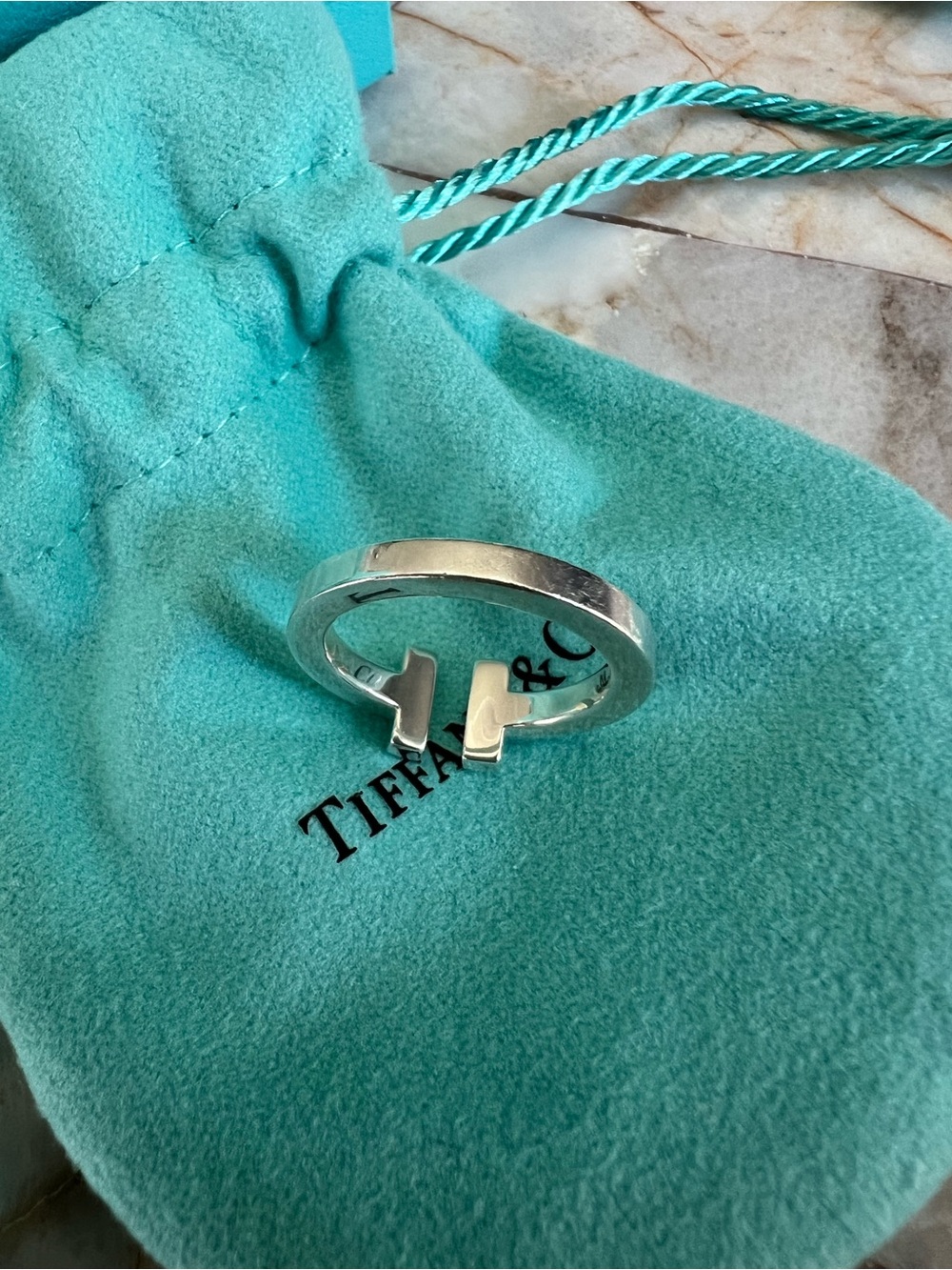 Tiffany & Co. Sterling Silver Open T Ring Size US 7 - Picture 5 of 5